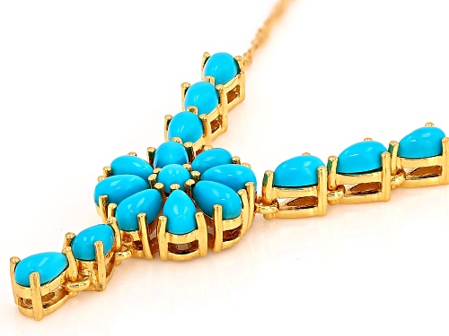 Sleeping Beauty Turquoise 18k Yellow Gold Over Sterling Silver Necklace - Size 18