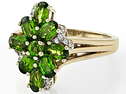 2.06ctw Chrome Diopside With 0.11ctw White Zircon 18k Yellow Gold Over Sterling Silver Ring - Size 7