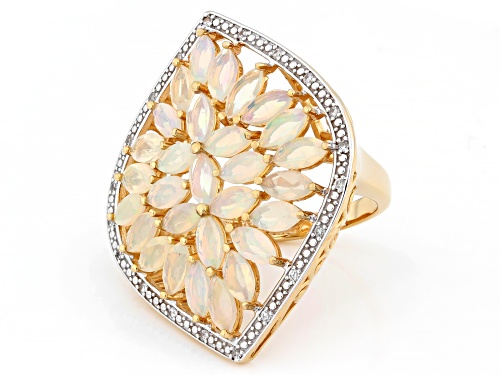 3.72ctw Ethiopian Opal With 0.17ctw White Zircon 18k Yellow Gold Over Sterling Silver Ring - Size 6
