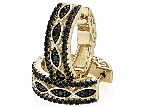 0.46ctw Black Spinel 18k Yellow Gold Over Sterling Silver Hoop Earrings