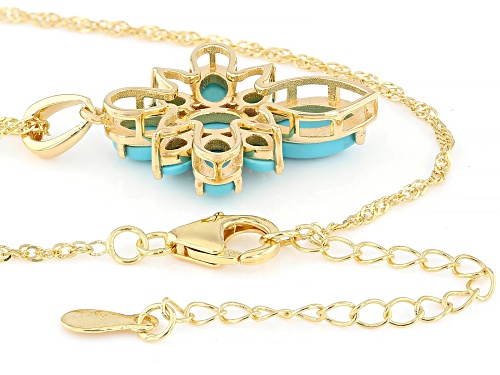 Sleeping Beauty Turquoise 18k Yellow Gold Over Silver Cross Pendant With Chain