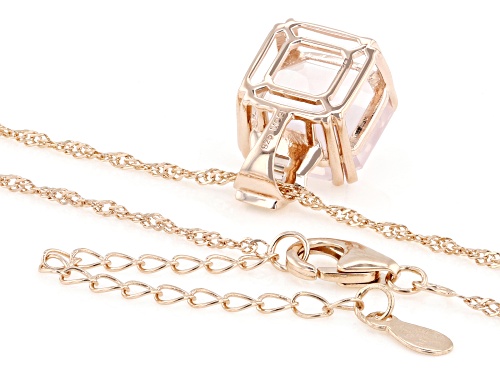 6.29ct Rose Quartz with 0.19ctw White Zircon 18k Rose Gold Over Sterling Silver Pendant with Chain