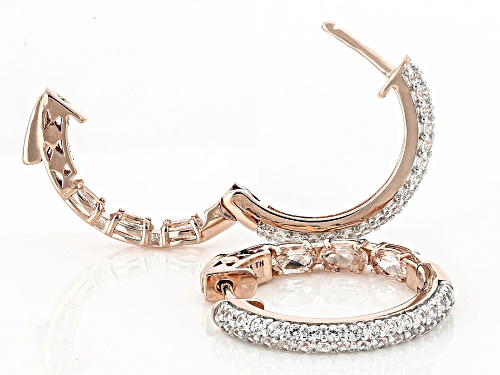 1.50ctw Peach Morganite With 1.84ctw White Zircon 18k Rose Gold Over Sterling Silver Earrings
