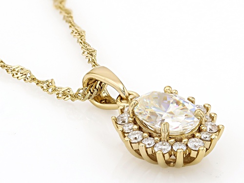2.51ct Strontium Titanite With 0.36ctw Moissanite 18k Yellow Gold Over Sterling Silver Pendant/Chain