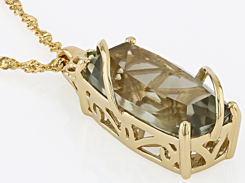 9.52ct Prasiolite And 0.02ct Chrome Diopside 18k Yellow Gold Over Sterling Silver Pendant With Chain