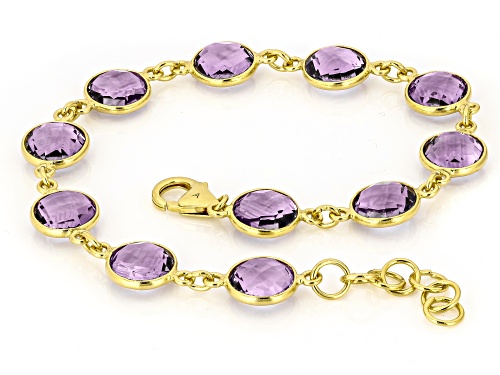 18.00ctw Amethyst 18k Yellow Gold Over Sterling Silver Bracelet - Size 7