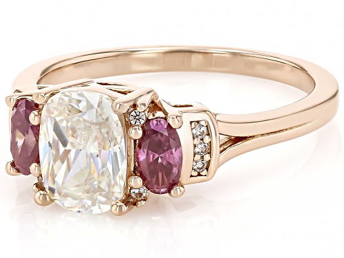 2.02ct Strontium Titanate With 0.49ctw Moissanite & White Zircon 18k Rose Gold Over Silver Ring - Size 10