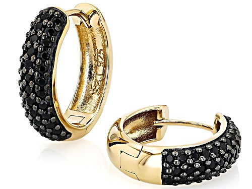 0.79ctw Black Spinel 18k Yellow Gold Over Sterling Silver Hoop Earrings