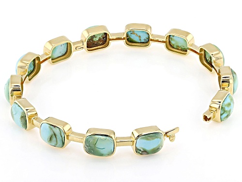 10x8mm Sonoran Composite Turquoise 18K Yellow Gold Over Sterling Silver Bangle - Size 7.25