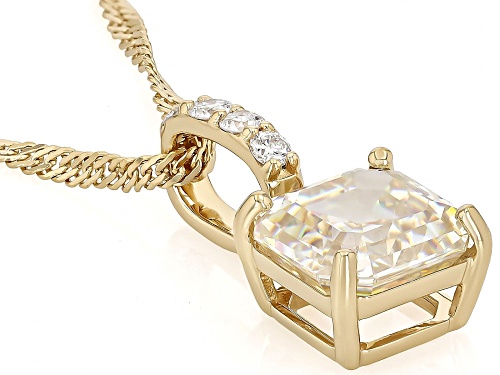 3.40ctw Strontium Titanate With Prazana® Lab Grown Diamonds 18k Gold Over Silver Pendant/Chain