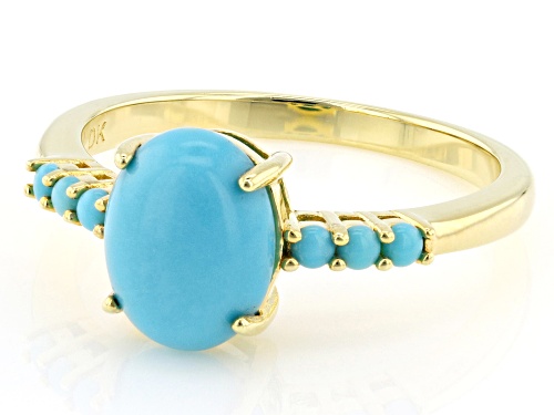 Sleeping Beauty Turquoise 18k Yellow Gold Over Sterling Silver Ring - Size 7