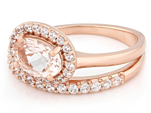 1.05ct Peach Morganite With 0.57ctw White Zircon 18k Rose Gold Over Sterling Silver Ring - Size 7
