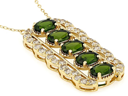 3.40ctw Chrome Diopside With 1.36ctw White Zircon 18k Gold Over Sterling Silver Pendant With Chain
