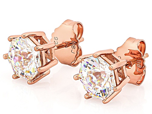5.10ctw Heptagon Strontium Titanate 18k Rose Gold Over Sterling Silver Stud Earrings