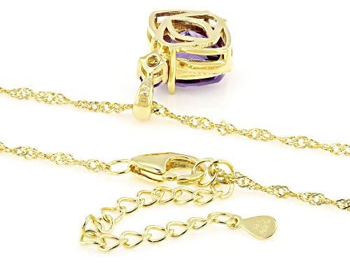 2.50ct Canela Amethyst with 0.39ctw African Amethyst & Zircon 18k Gold Over Silver Pendant/Chain