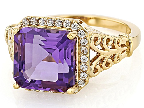 3.60ct Canela Amethyst With 0.36ctw White Zircon 18k Yellow Gold Over Sterling Silver Ring - Size 8