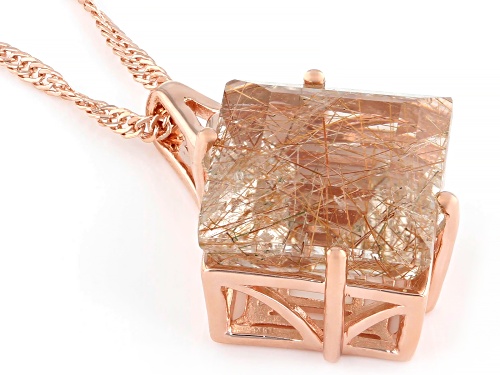5.50ct Copper Rutilated Quartz 18k Rose Gold Over Sterling Silver Pendant with Chain