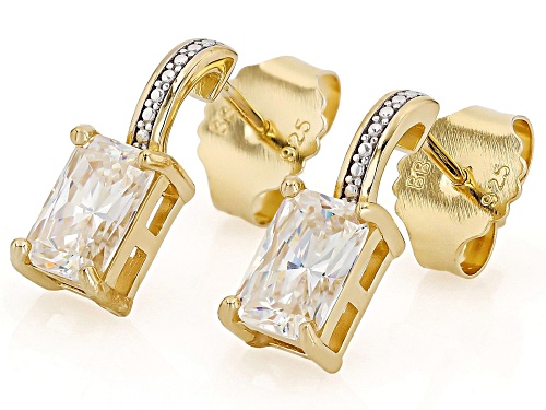 2.55ctw Strontium Titanate 18k Yellow Gold Over Sterling Silver Earrings