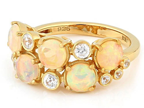 1.17ctw Ethiopian Opal With 0.04ctw White Zircon 18k Yellow Gold Over Sterling Silver Ring - Size 8