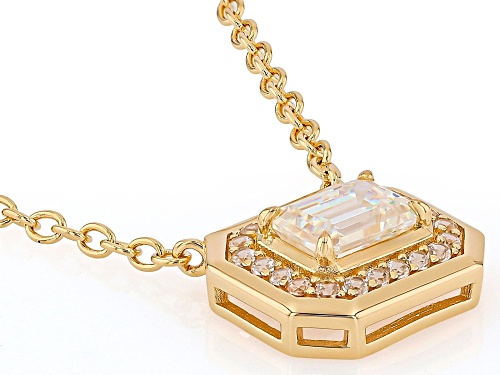 1.28ct Emerald Cut Strontium Titanate With 0.30ctw White Zircon 18k Yellow Gold Over Silver Necklace - Size 18