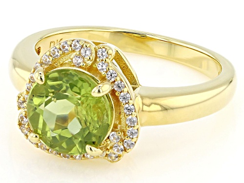 1.96ct Manchurian Peridot™ With 1.07ctw White Zircon 18k Yellow Gold Over Sterling Silver Ring - Size 8