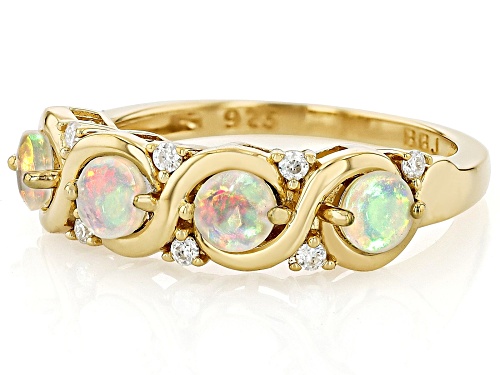 0.64ctw Ethiopian Opal With Moissanite Fire ® 18k Yellow Gold Over Sterling Silver Ring - Size 6