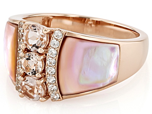 .77ctw Morganite with Pink Mother-Of-Pearl & .30ctw White Zircon 18k Rose Gold Over Silver Ring - Size 10