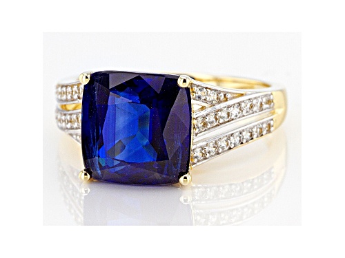 5.97ct Kyanite with 0.33ctw White Zircon 14k Yellow Gold Ring - Size 7