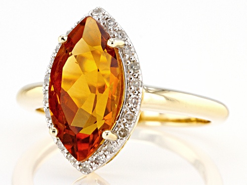2.47ct Marquise Madeira Citrine With 0.14ctw White Diamond 14k Yellow Gold Ring - Size 8