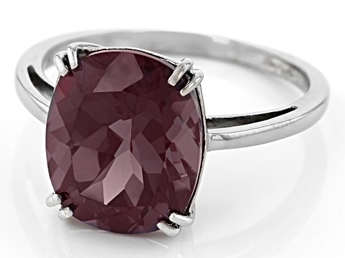5.27ct Rectangular Cushion Lab Created Alexandrite   Rhodium Over 14k White Gold Solitaire Ring - Size 8
