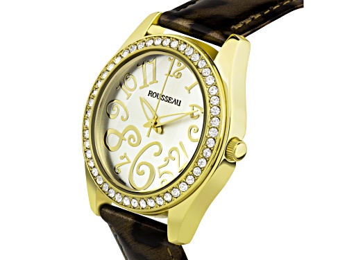 Rousseau Calame Ladies Watch Leopard Pattern Genuine Leather
