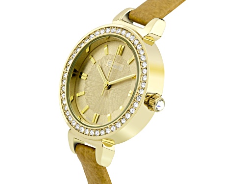 Eberle Austonian Ladies Watch with Genuine Leather Strap and Bone Dial