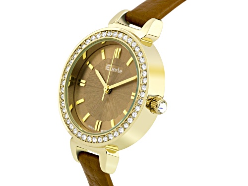 Eberle Austonian Ladies Watch with Genuine Leather Strap and Cognac Dial