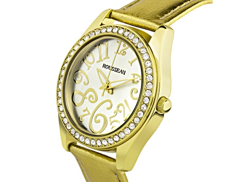 Rousseau Calame Ladies Watch with Genuine Leather Strap and Silver Dial
