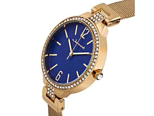 Jeanneret Jura Ladies Watch Rose Mesh Band And Blue Dial