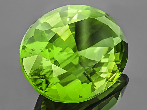 Burmese Strong Yellowish Green Peridot 12.84ct 17.75x13mm Oval With Gemworld Report