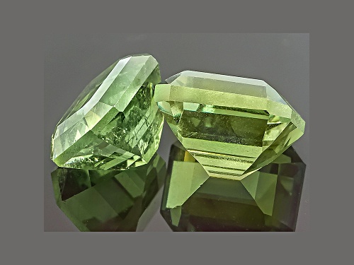 Demantoid Garnet 6.4x4.9m Emerald Cut Set of 2 2.45ctw
