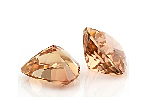 Peach Color Tourmaline Matched Pair 10.5x10.5mm Trillion 7.64ctw
