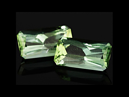 Green Tourmaline Untreated 9.5x5mm Rectangular Octagonal Radiant Cut Matched Pair 3.00ctw