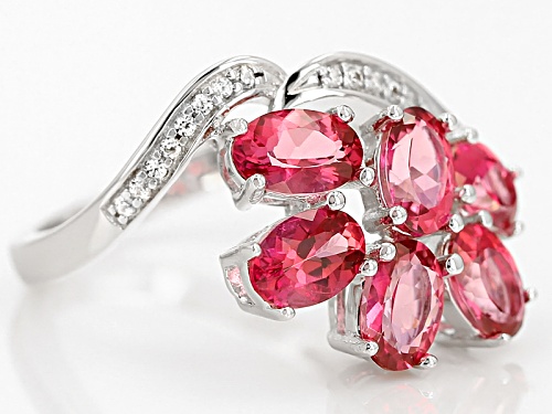 2.55ctw Oval Pink Danburite And .06ctw Round White Zircon Sterling Silver Ring - Size 8