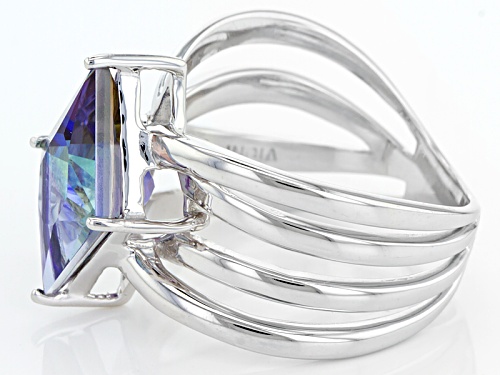 3.75ct Lozenge Shape Odyssey Blue™ Odyssey® Mystic Quartz® Sterling Silver Solitaire Ring - Size 12