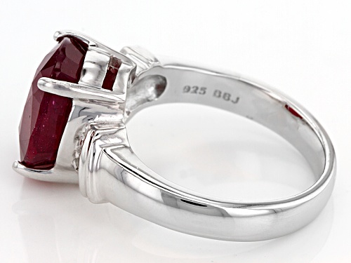 6.07ct Oval Mahaleo® Ruby With .04ctw Round White Topaz Sterling Silver Ring - Size 11