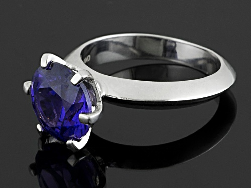 4.59ct Round Lab Created Purple Yag Solitaire Sterling Silver Ring - Size 8