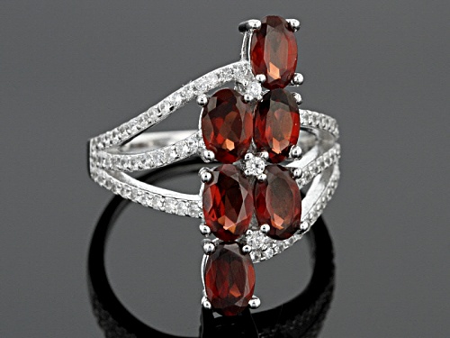 2.88ctw Oval Vermelho Garnet™ With .57ctw Round White Zircon Sterling Silver Ring - Size 6