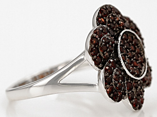 1.29ctw Round Vermelho Garnet™ Sterling Silver Floral Ring - Size 7