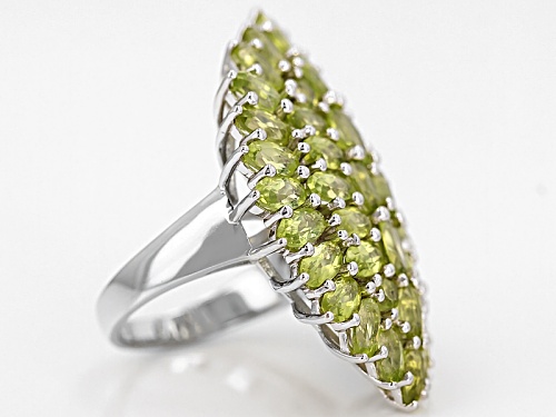 10.40ctw Oval And Round Manchurian Peridot™ Sterling Silver Cluster Ring - Size 5