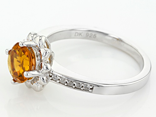 .85ct Round Madeira Citrine And .09ctw Round White Zircon Sterling Silver Ring - Size 11