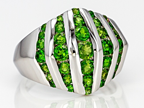1.51ctw Graduated 1.5mm - 3.5mm Round Russian Chrome Diopside Sterling Silver Dome Ring - Size 7