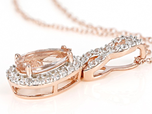 1.19CT PEAR SHAPE MORGANITE & .52CTW ROUND WHITE ZIRCON 18K ROSE GOLD OVER SILVER SLIDE WITH CHAIN