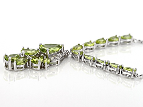 5.33CTW MANCHURIAN PERIDOT(TM) & WHITE ZIRCON SILVER BOLO NECKLACE ADJUSTS TO APPROXIMATELY 28